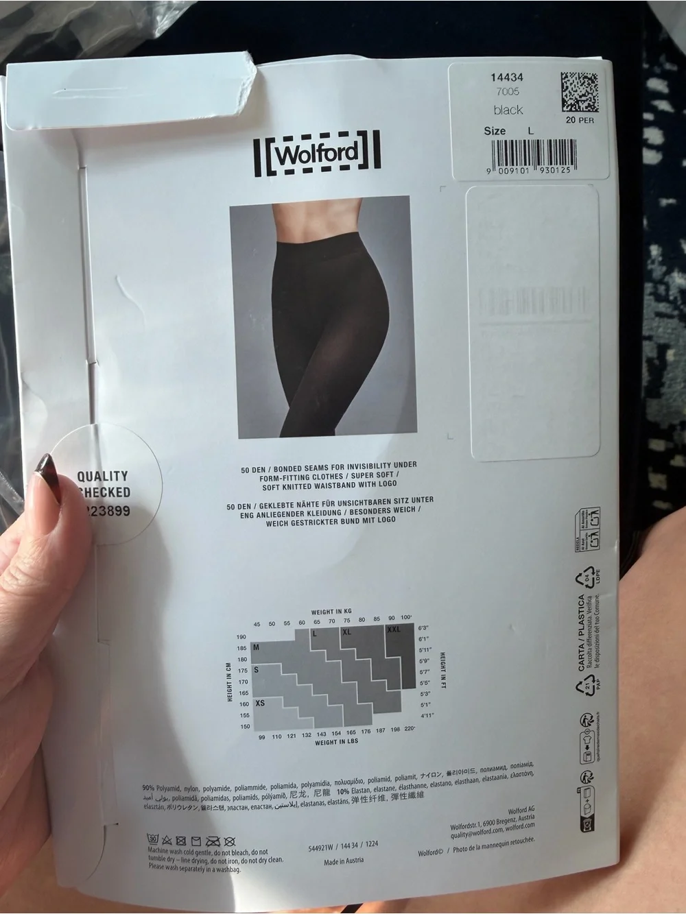 Wolford Pure 50 Tights in Black - Women's Hosiery| Large